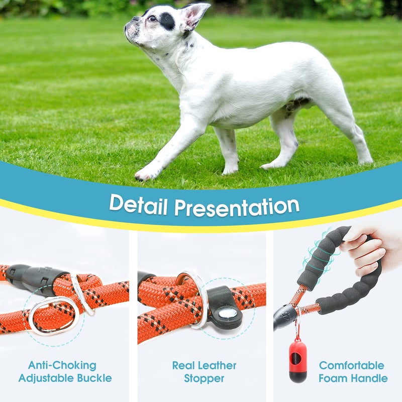 BAAPET 6 Feet Slip Lead Dog Leash Anti-Choking with Upgraded Durable Rope Cover and Comfortable Padded Handle for Large, Medium, Small Dogs Trainning with Poop Bags and Dispenser (Red) - Image 3